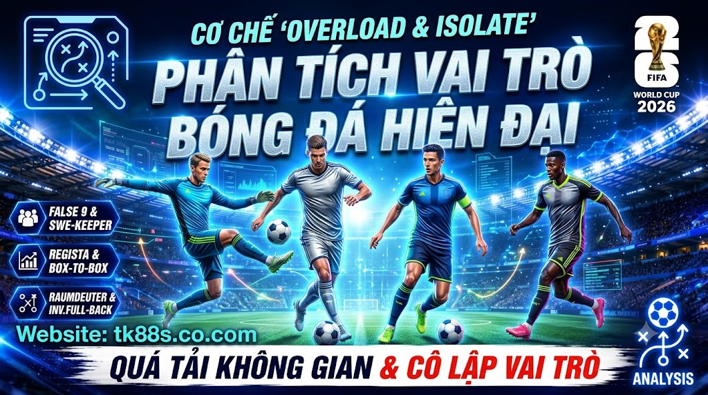 Sơ đồ phân tích chiến thuật quá tải không gian và cô lập vai trò nhằm phá vỡ hàng thủ đối phương - Nguồn brandnewtivat.me